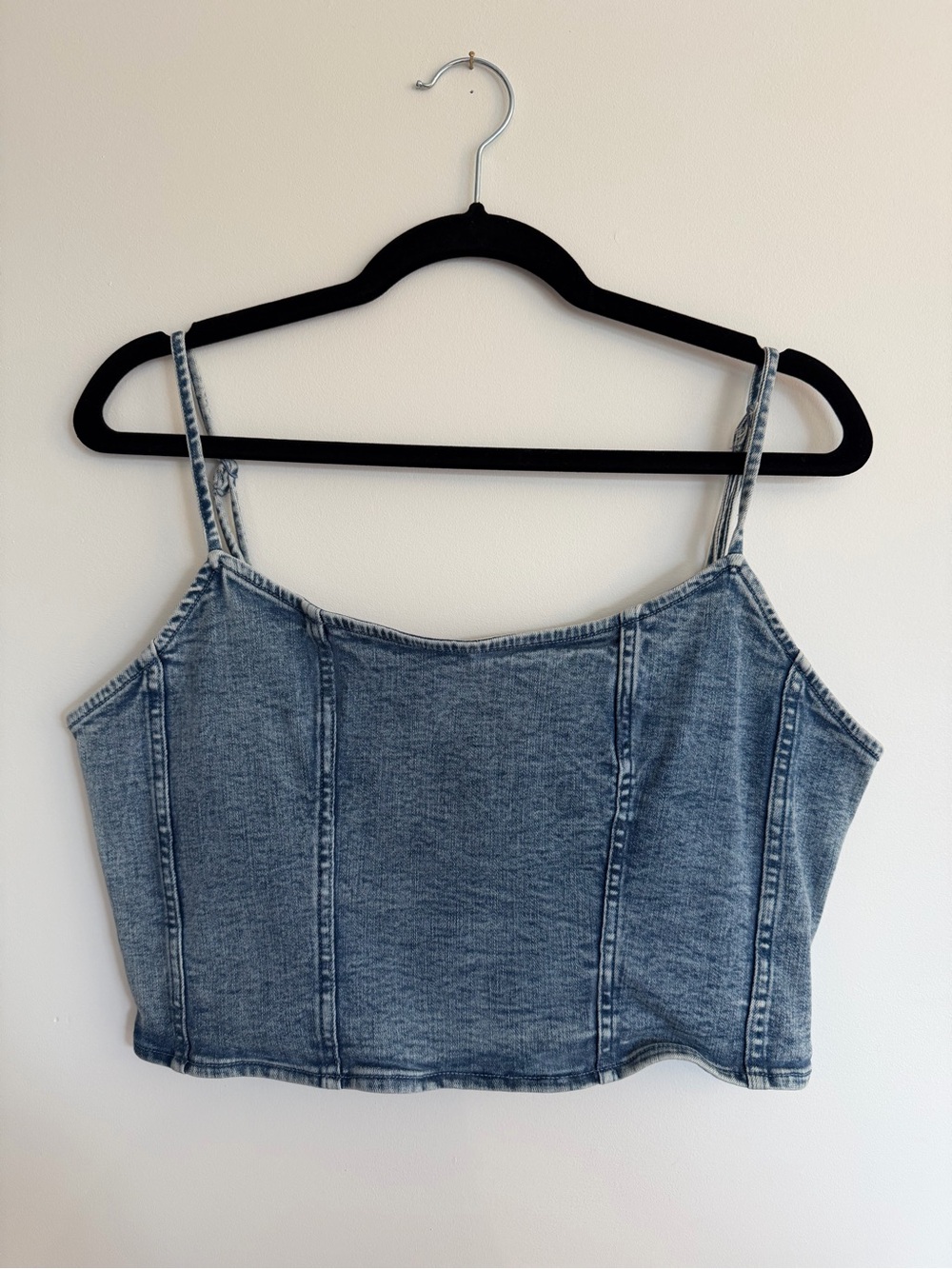 American Eagle Denim Corset Top | Acid Wash Blue Crop Top | Y2K | Large | NWT